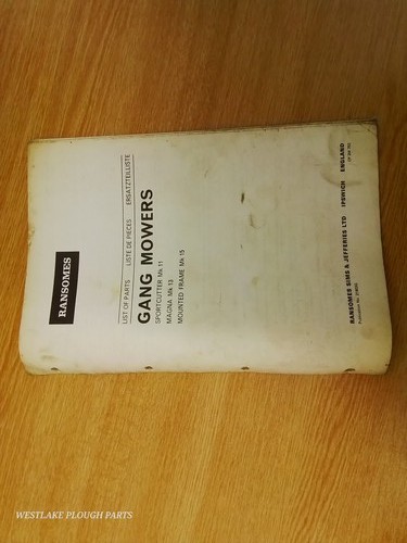 Ransomes parts list gang - parts,